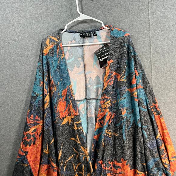 Attitudes by Renee Global Illusions Casknit Cocoon Cardigan Jungle Orchid Size1X - Picture 7 of 14